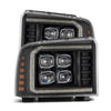 AlphaRex 05-07 Ford F250/350/450/550 Super Duty NOVA LED Proj HL Blk w/Actv Light & Seq Sig + SB DRL