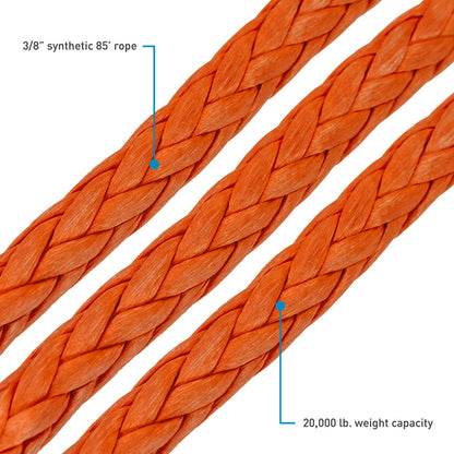 Borne Off-Road Synthetic Rope - 3/8in x 85ft - Orange