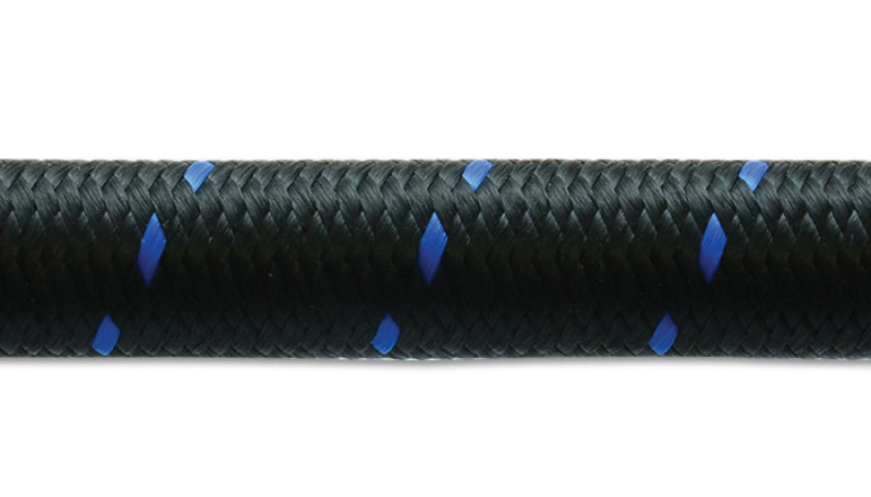 Vibrant -10 AN Two-Tone Black/Blue Nylon Braided Flex Hose (20 foot roll)