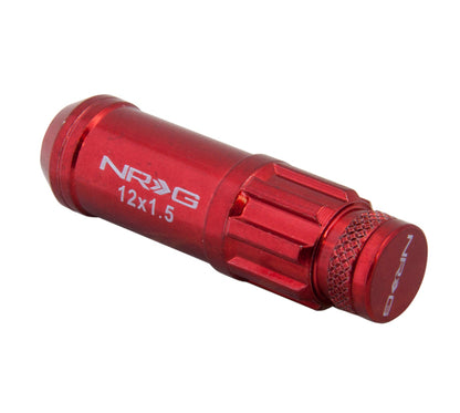 NRG 700 Series M12 X 1.5 Steel Lug Nut w/Dust Cap Cover Set 21 Pc w/Locks & Lock Socket - Red