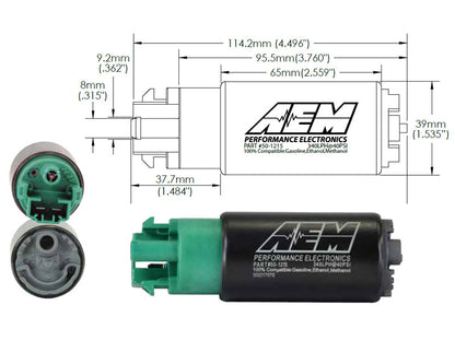 AEM 340LPH 65mm Fuel Pump Kit w/ Mounting Hooks - Ethanol Compatible