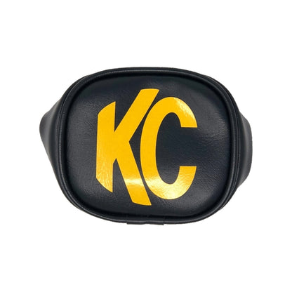 KC HiLiTES 3in. Rectangle Soft Cover (Pair) - Black w/Yellow KC Logo